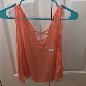coral cross back PINK muscle tee